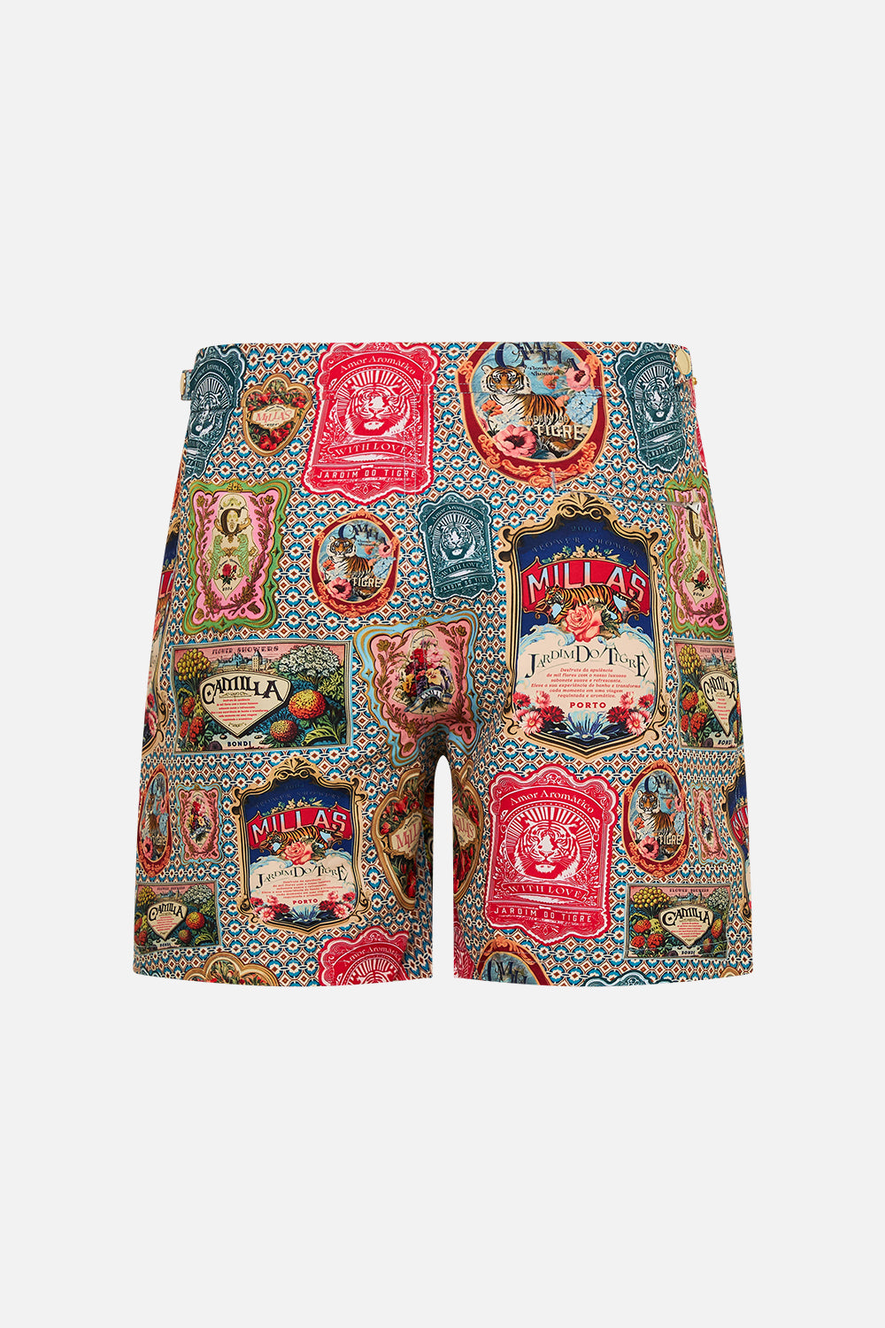 The CAMILLA Mid Length Boardshort With Fixed Waist in our Soap Opera print.