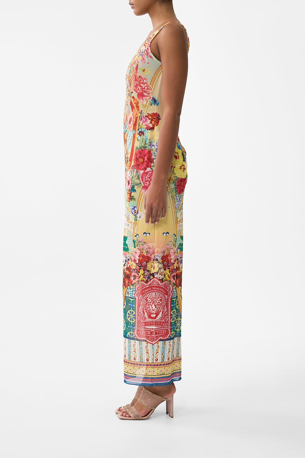 The CAMILLA Square Neck Maxi Dress With Low Back in our Aromatic Tiger Flower print.