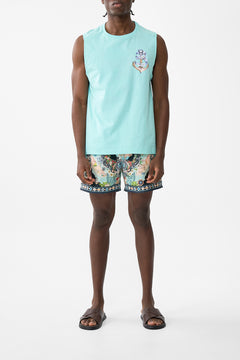 The CAMILLA Relaxed Fit Tank With Silk Contrast Back in our Folk Afloat print.