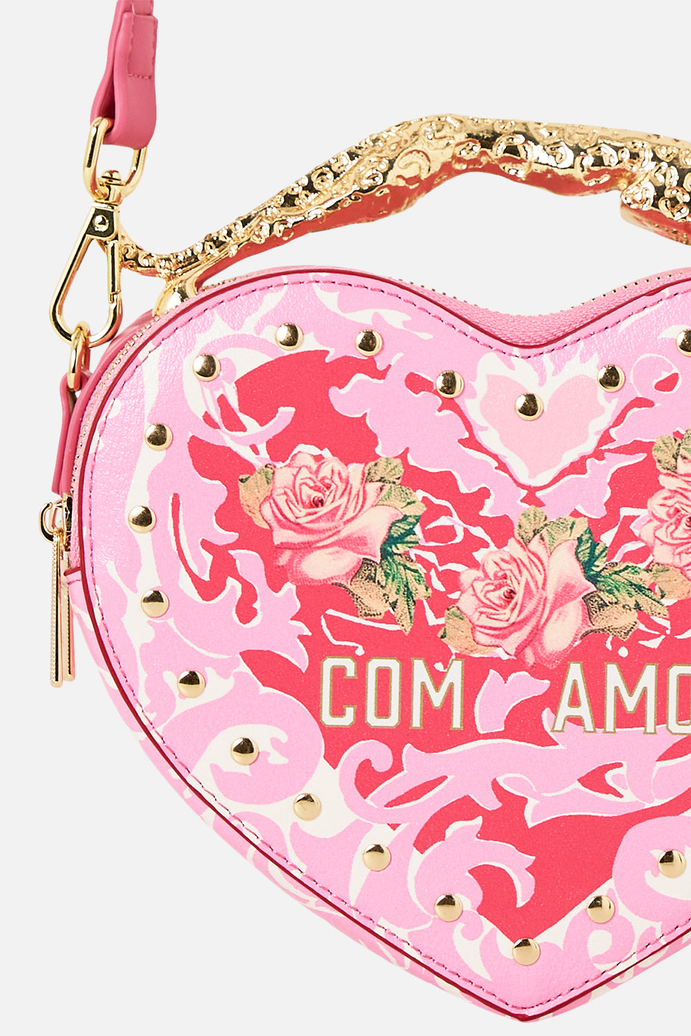 The Pink Porto Heart Crossbody With Leopard Handle | CAMILLA