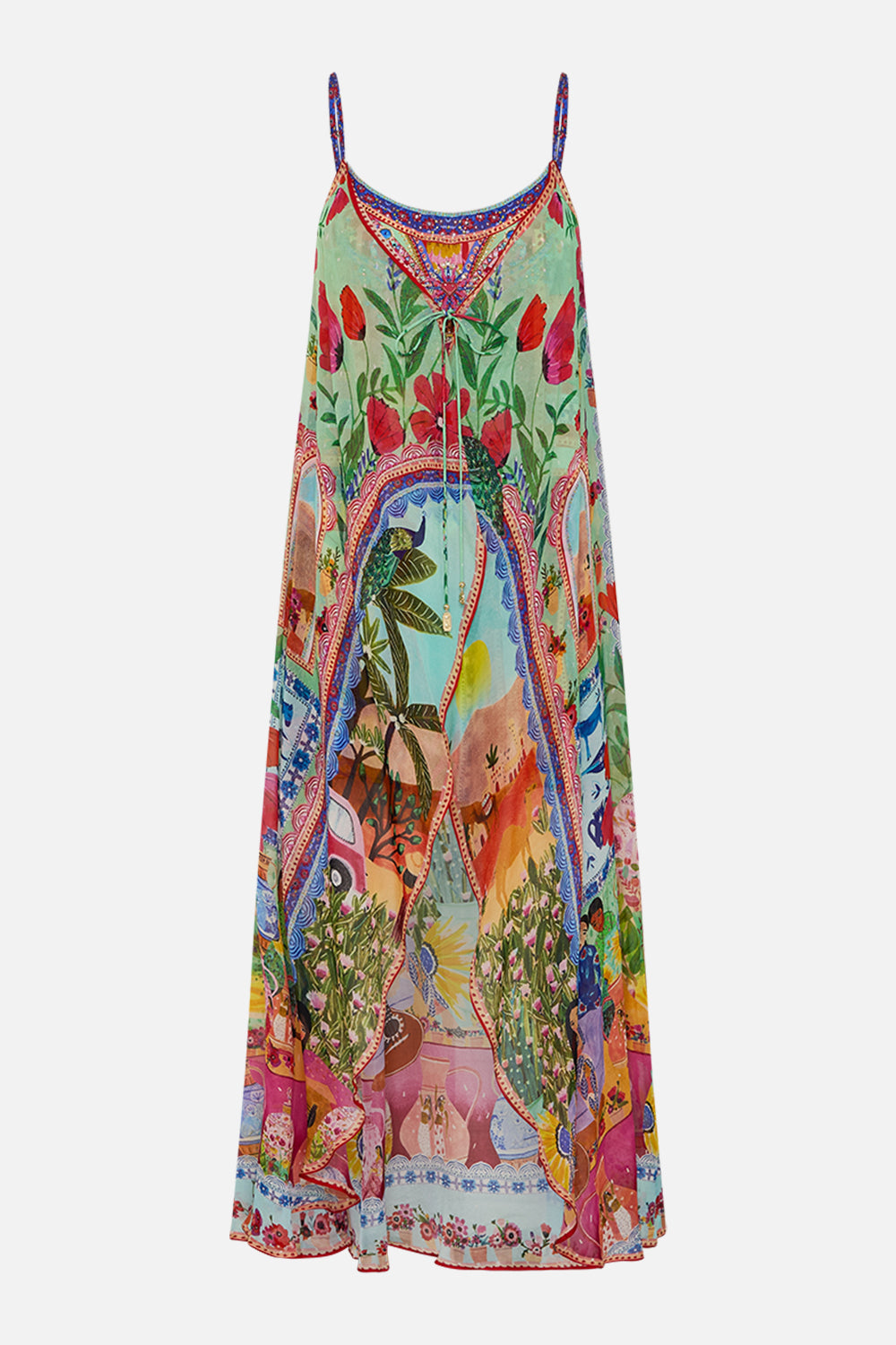 CAMILLA Mini Dress With Long Overlay in Queens of Creation print. 