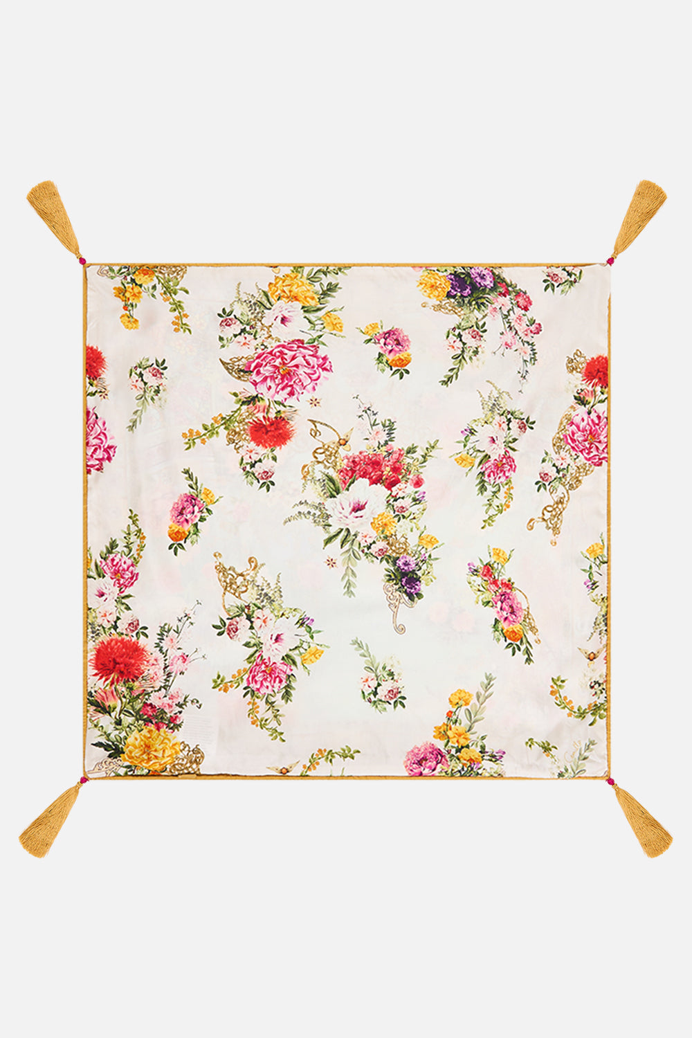 CAMILLA Small square cushion in The jewellery museum print.