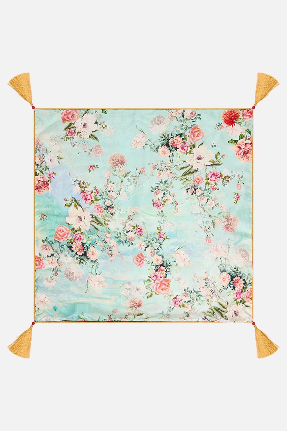 CAMILLA Large square cushion in The jewellery museum print.