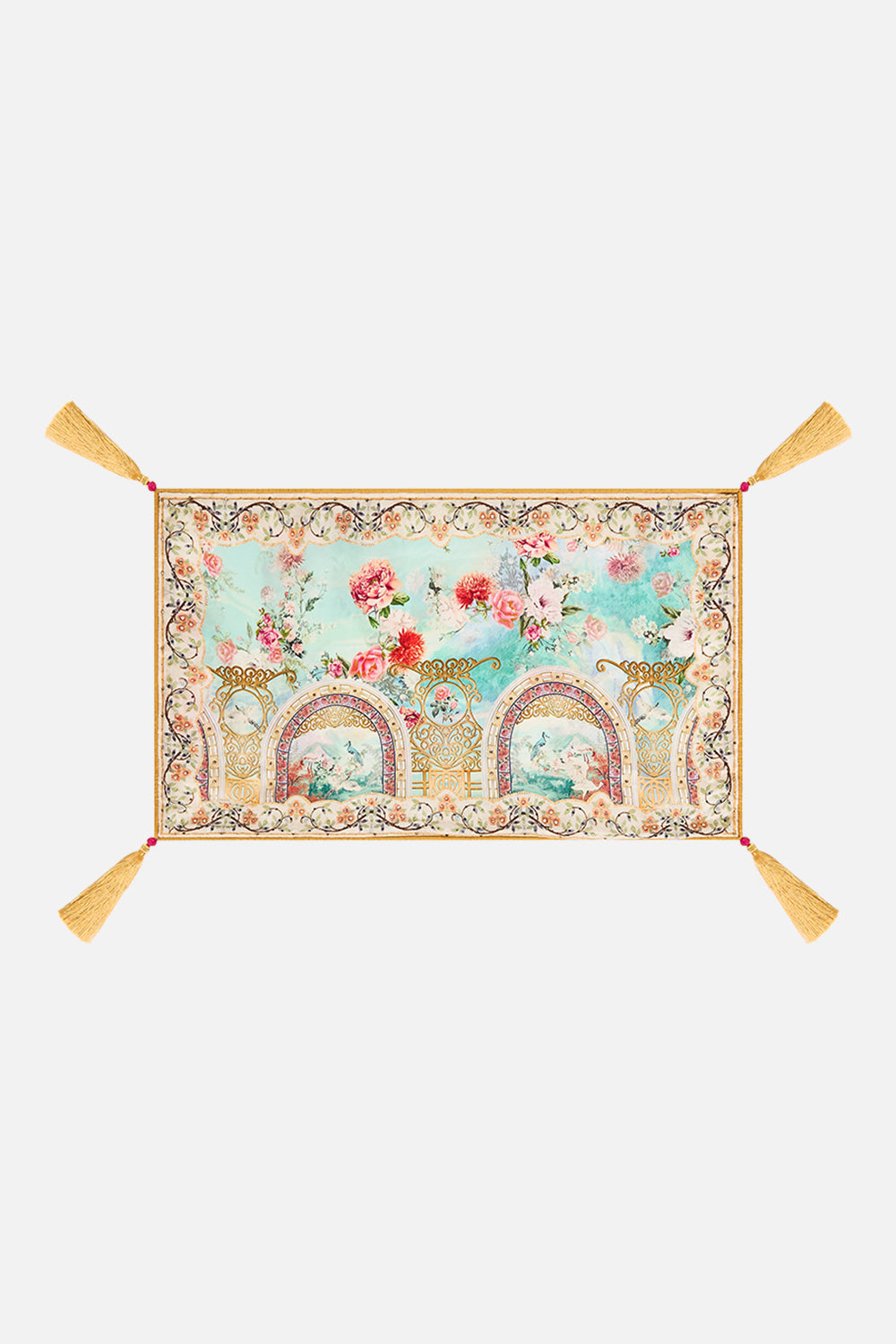 CAMILLA Rectangle cushion in The jewellery museum print.