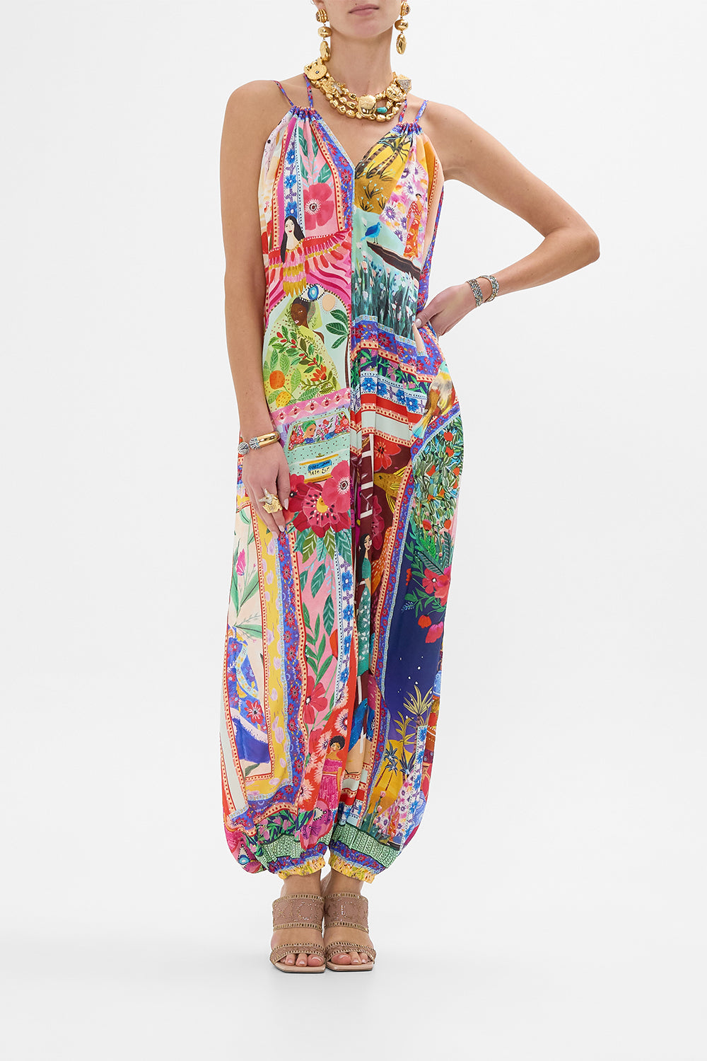 CAMILLA Balloon Jumpsuit in Roeqiyas Realm print. 