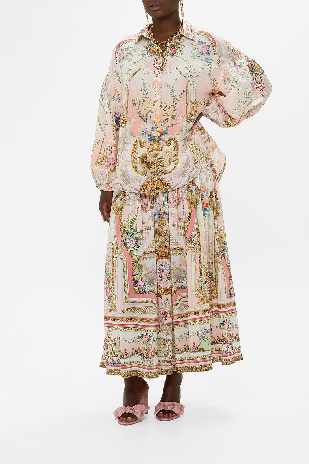 CAMILLA Balloon Sleeve Shirt Blouse in Lisbon Lullaby print