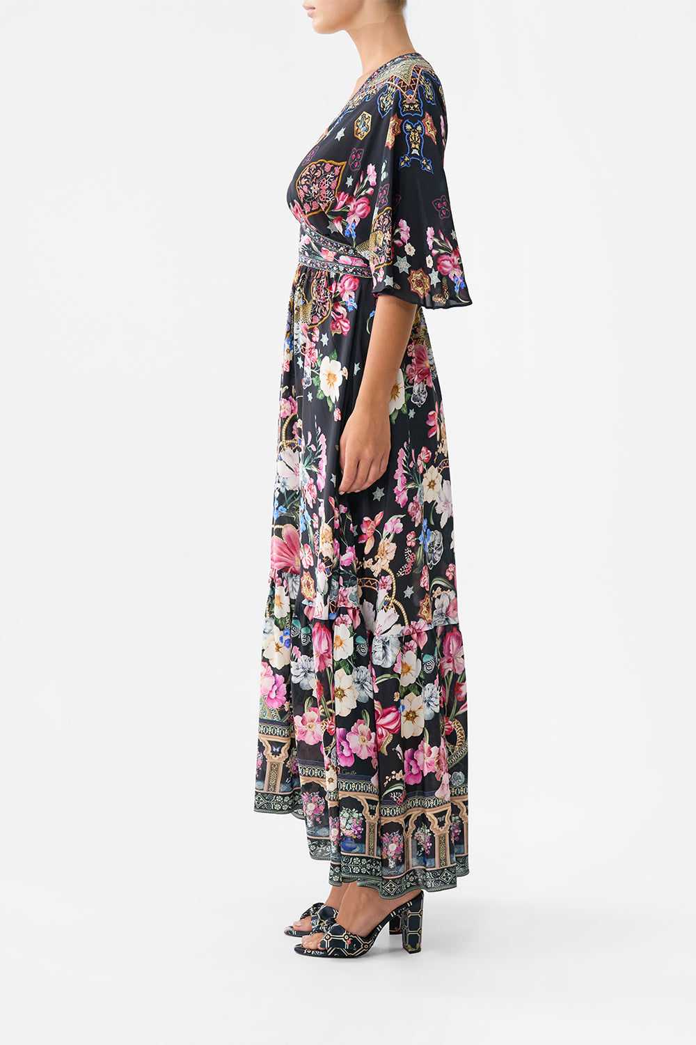 WAISTED DRESS WITH HEM RUFFLE MIDNIGHT IN MONSERRATE