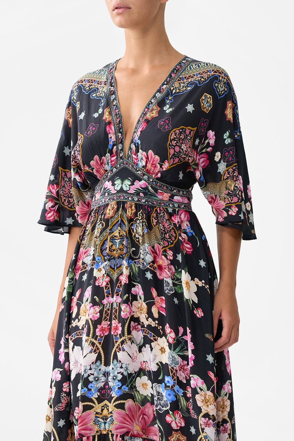 WAISTED DRESS WITH HEM RUFFLE MIDNIGHT IN MONSERRATE