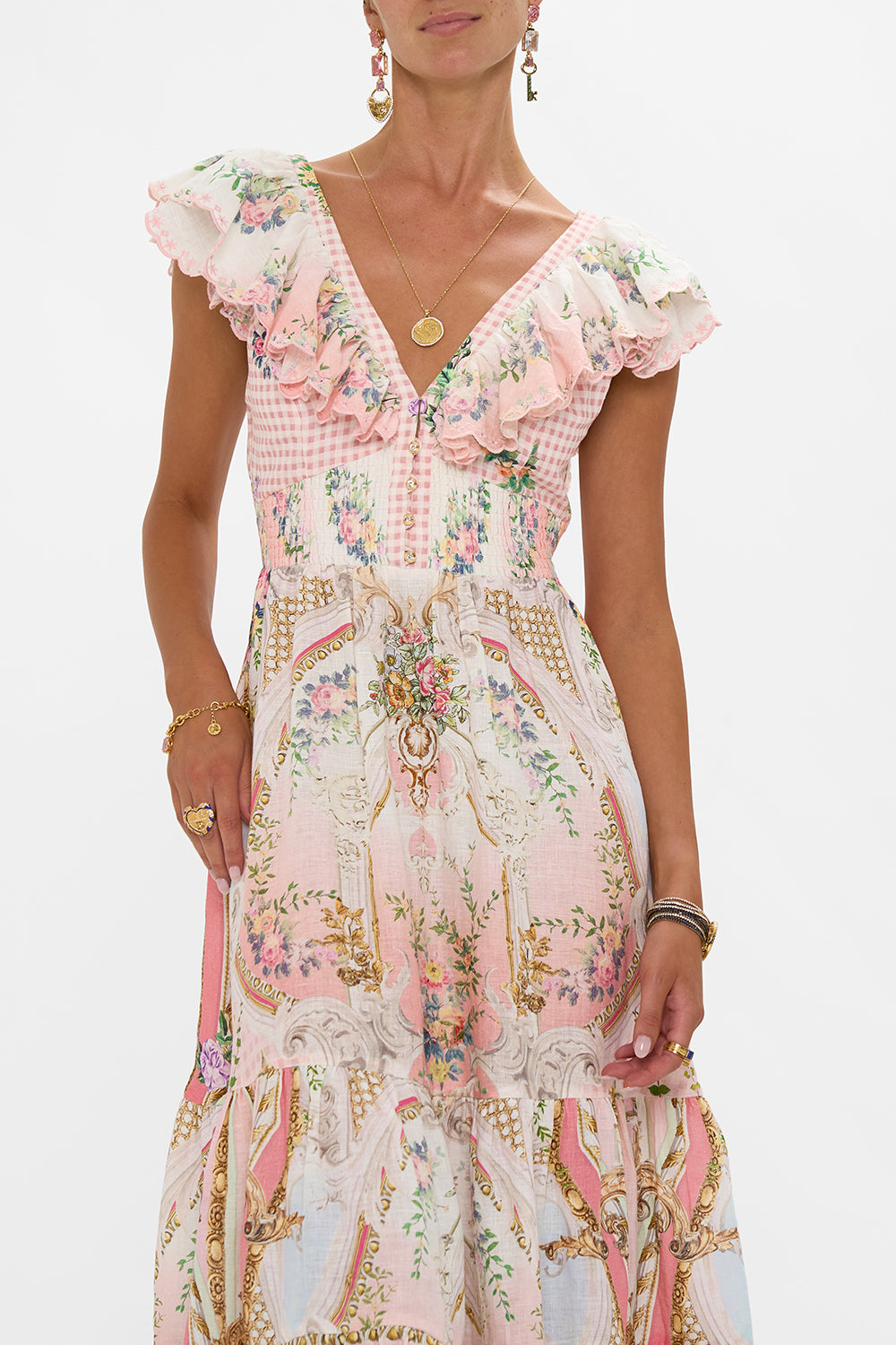TIERED DRESS WITH NECK FRILL LISBON LULLABY