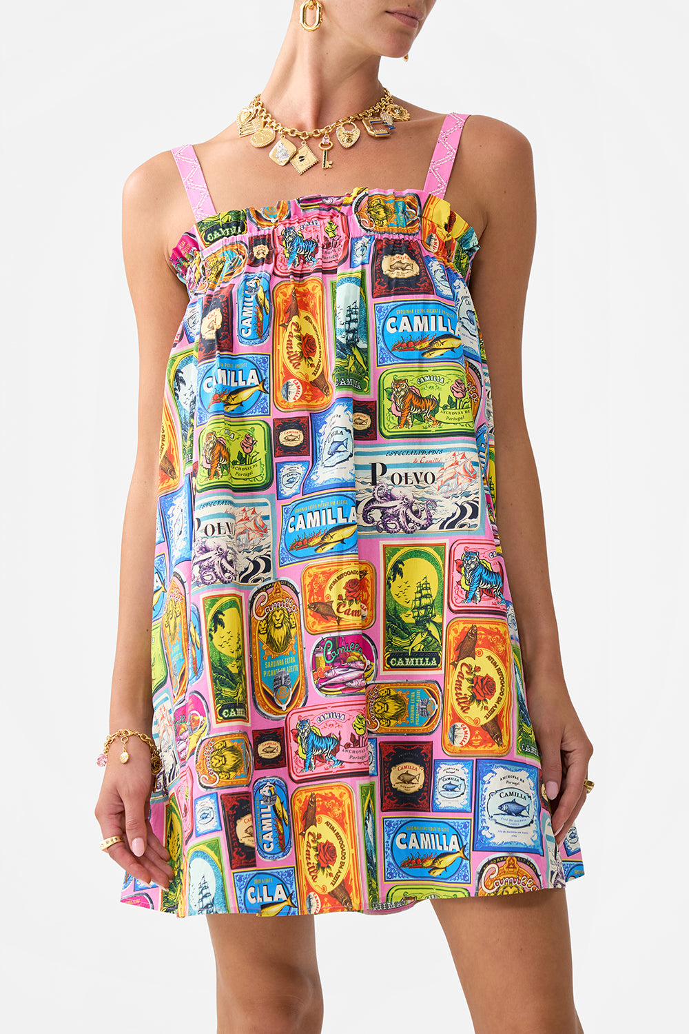 WIDE STRAP SHORT SUNDRESS SALTY SPLENDOUR