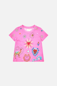 CAMILLA Kids Raglan Tee 12-14 in Rainbow Roads print