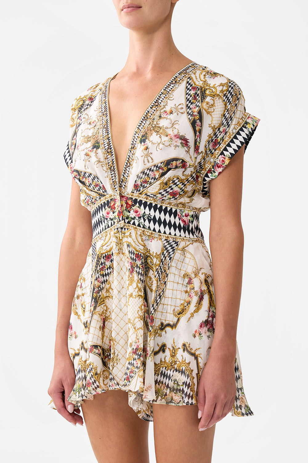 BUTTON WAIST PLAYSUIT ROCOCO GLOW