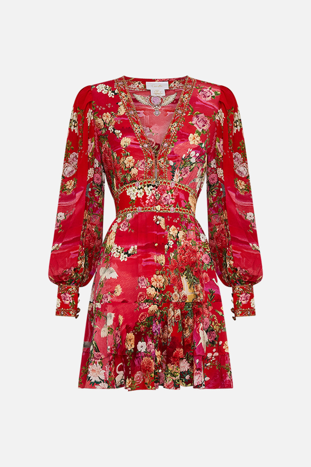 CAMILLA Button front frill dress in Sweet home Alexandria print.