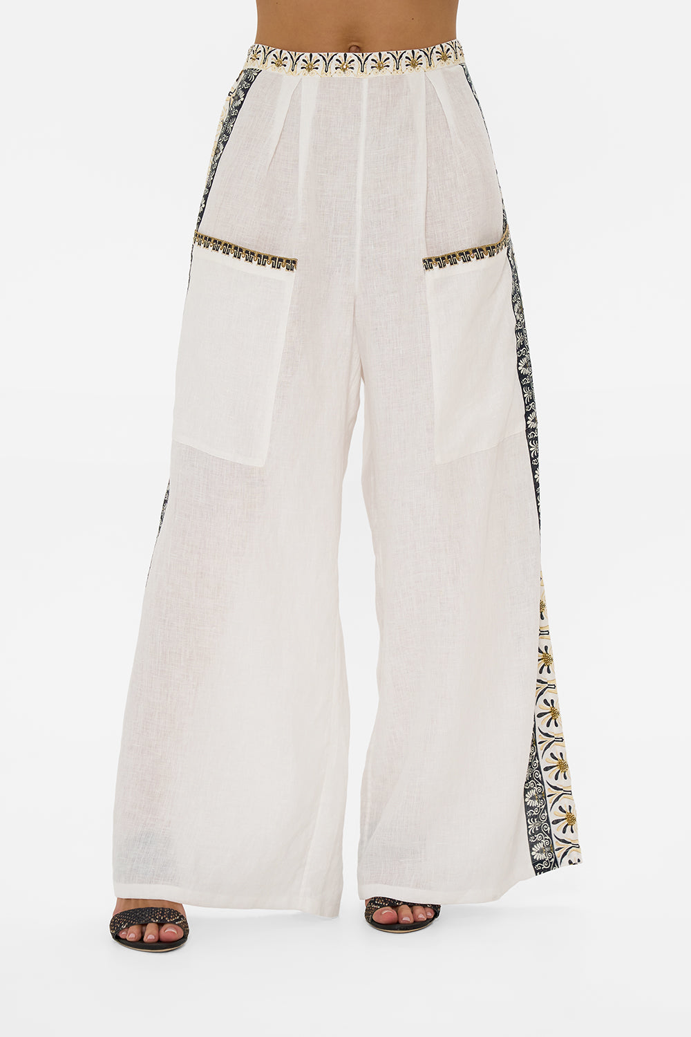 WIDE LEG TROUSER WITH FRONT POCKETS TEMPLES OF DENDARA