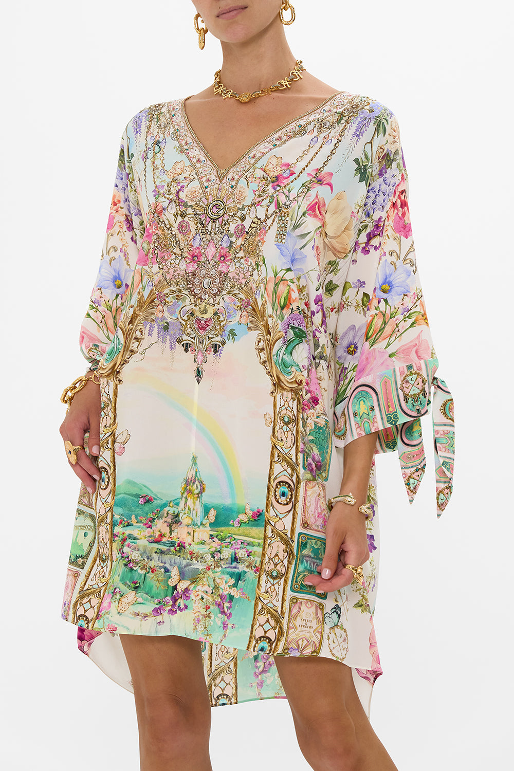 TIE SLEEVE SHORT V NECK KAFTAN MUNCHKINLAND