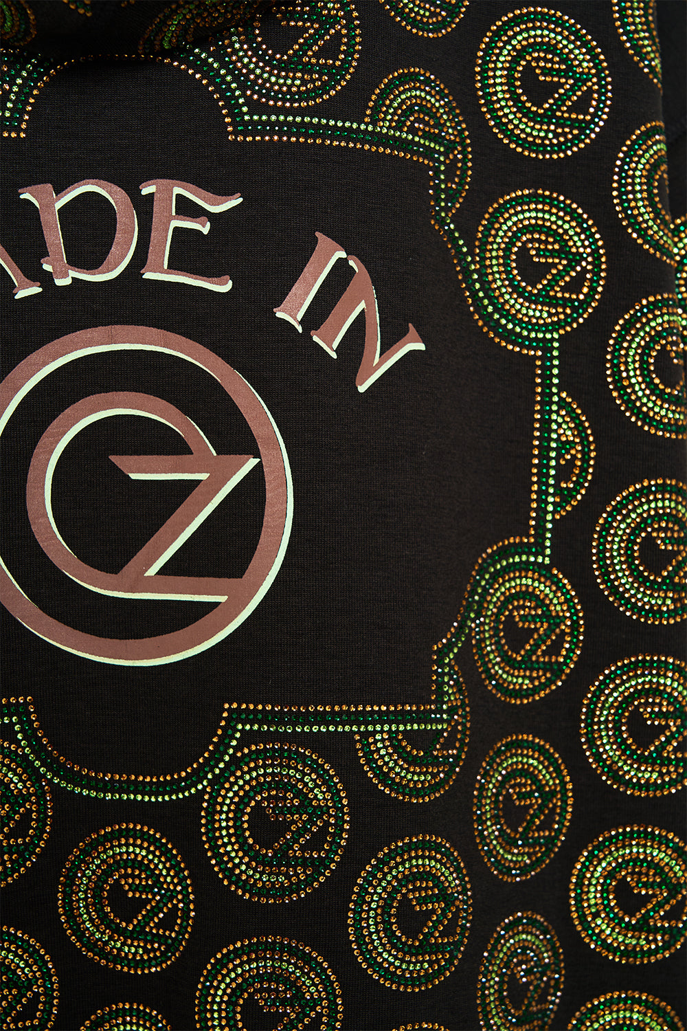 CAMILLA Green/Black Silk Band Oversized Hoodie With Pockets in Defy Gravity Print