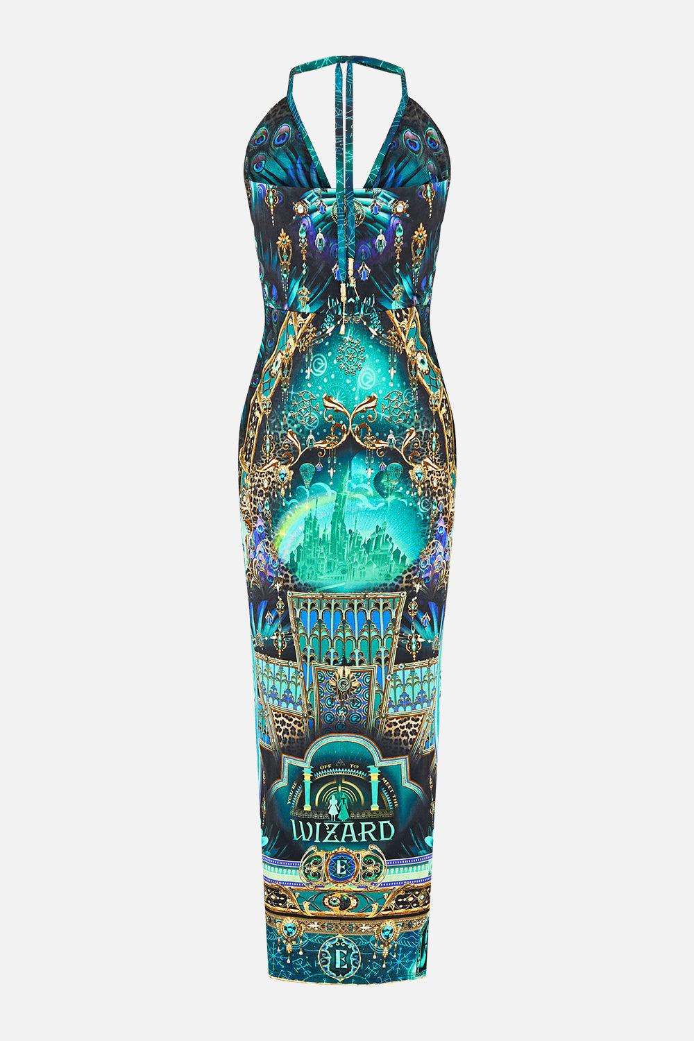 CAMILLA Green/Black V Neck Gathered Jersey Dress Defy Gravity