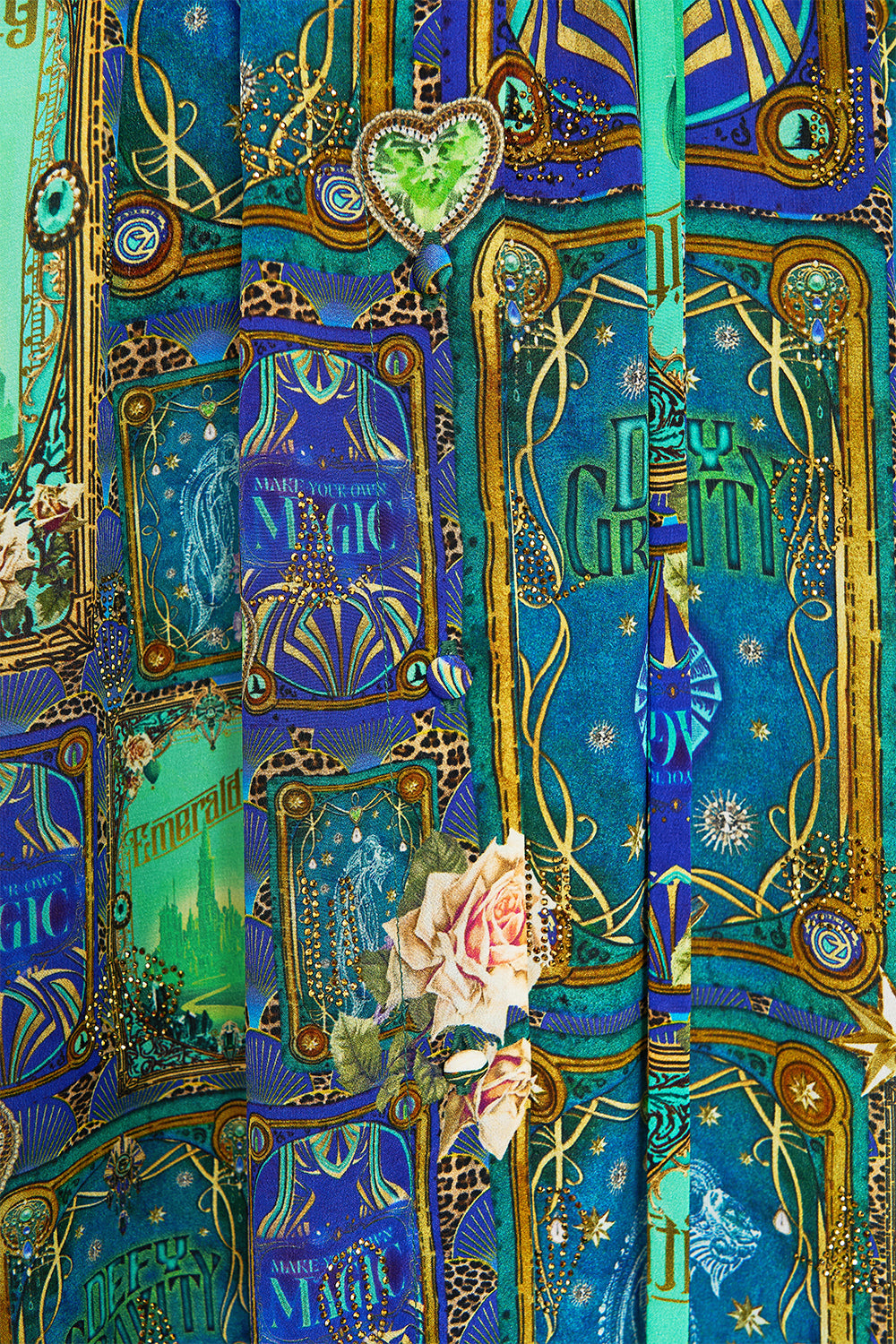 CAMILLA Green/Black Sleeveless Shirtdress in Defy Gravity Print