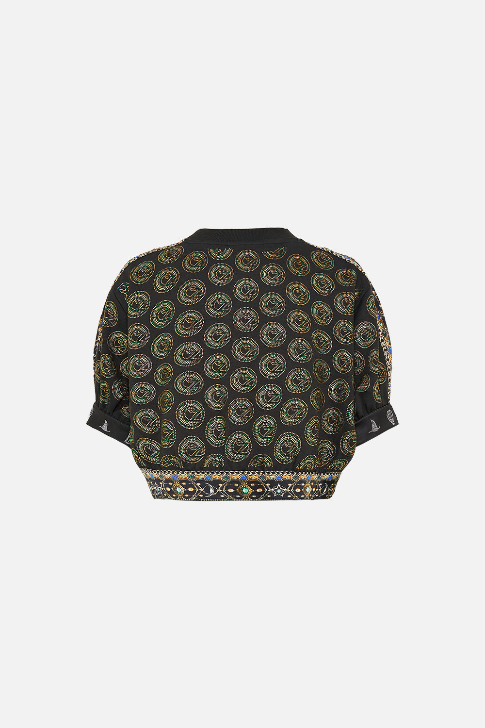 CAMILLA Green/Black Oversized Cropped Tee With Silk Details Defy Gravity