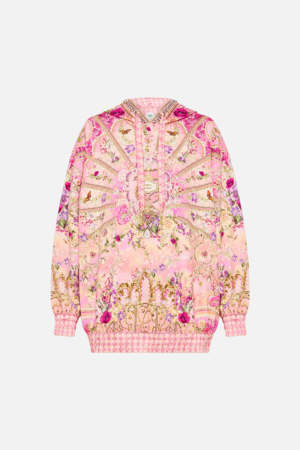 CAMILLA Silk Band Oversized Hoodie With Butterflies in Totally Ozmopolitan Print