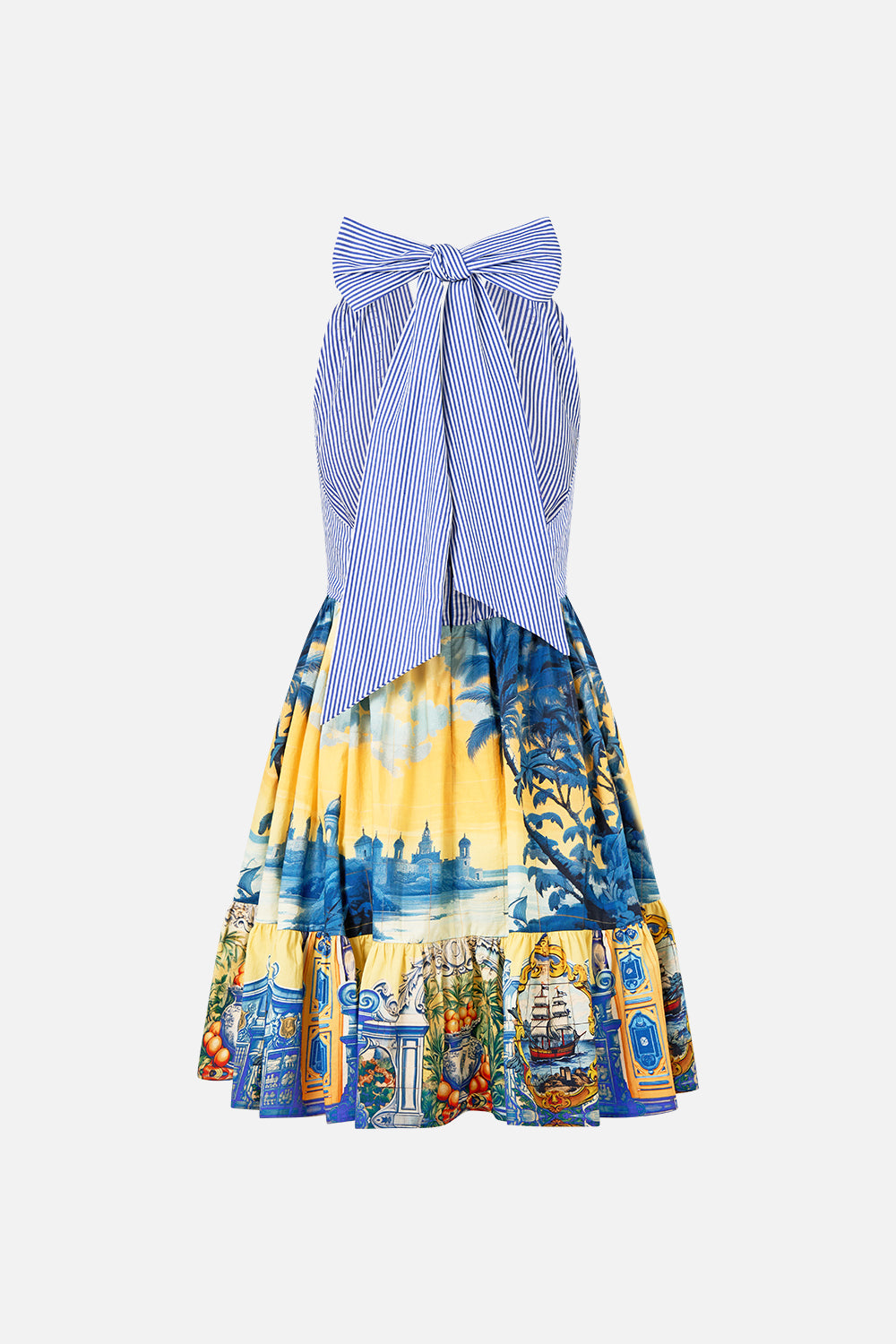 The CAMILLA RUFFLE HEM HALTER SHORT DRESS SONG OF SAINT ANTHONY