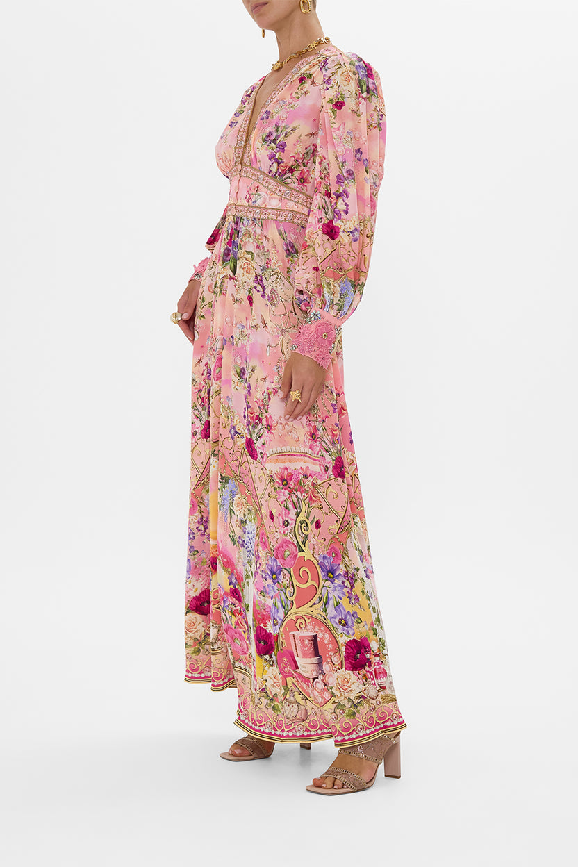 SHAPED WAISTBAND DRESS WITH GATHERED SLEEVES LADY OF THE MOON