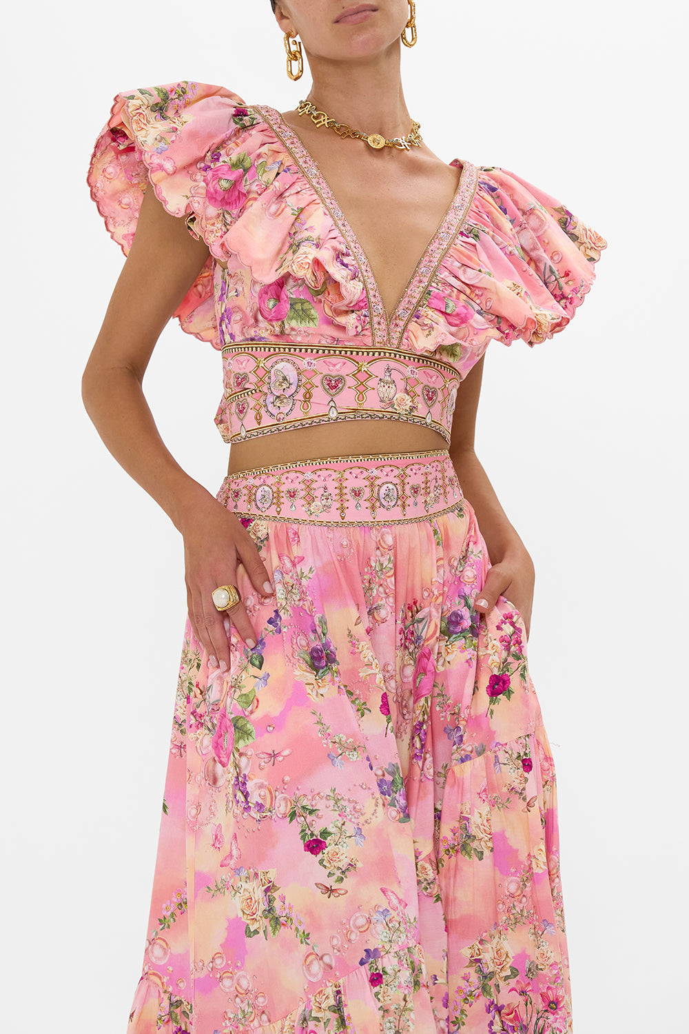 CAMILLA Ruffle Wrap Top in Totally Ozmopolitan Print