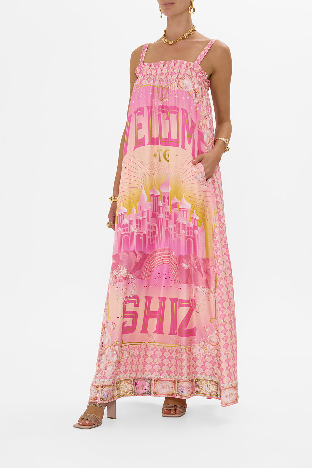 CAMILLA Wide Strap Sundress in Totally Ozmopolitan Print