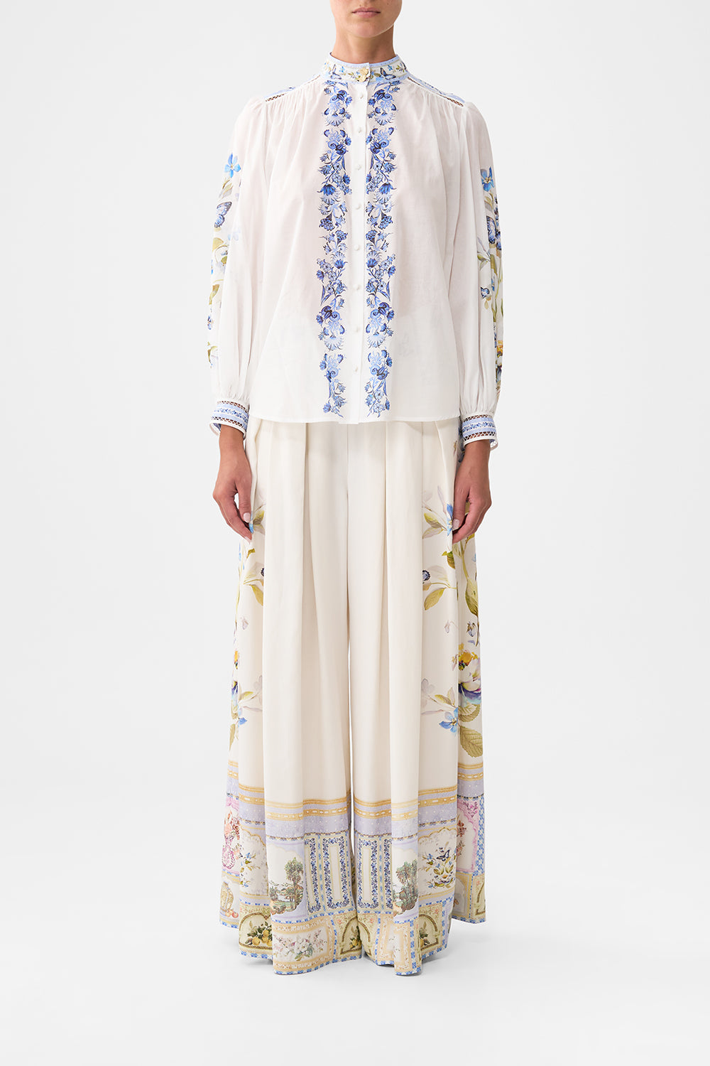 The CAMILLA HIGH NECK BUTTON THROUGH BLOUSE BOTANICAL BALLADSBOTANICAL BALLADS