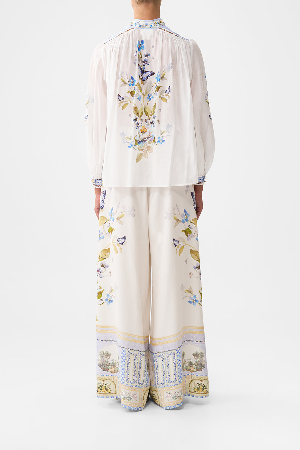 The CAMILLA HIGH NECK BUTTON THROUGH BLOUSE BOTANICAL BALLADS