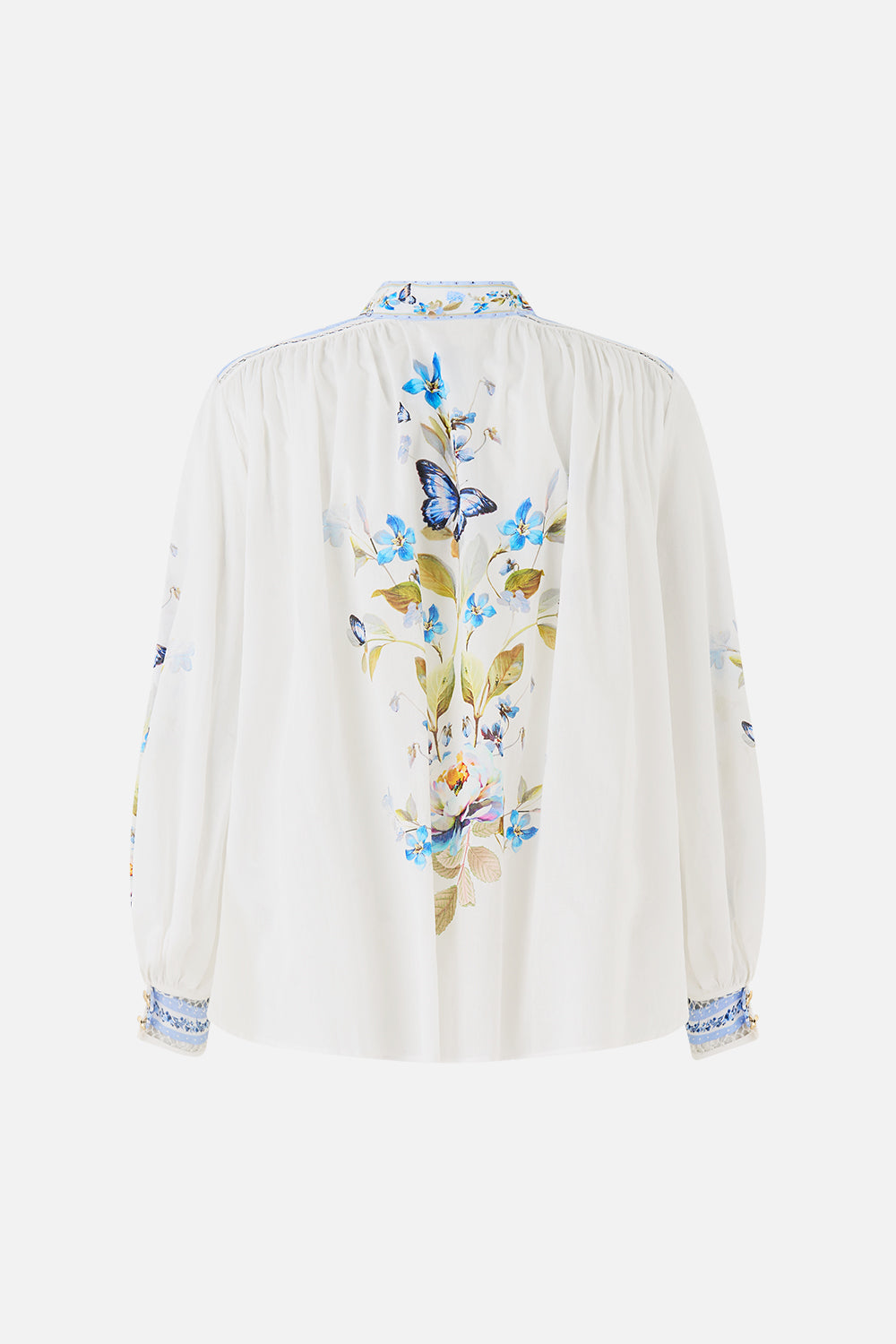 The CAMILLA HIGH NECK BUTTON THROUGH BLOUSE BOTANICAL BALLADS