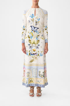 GATHERED JERSEY LONG DRESS BOTANICAL BALLADS