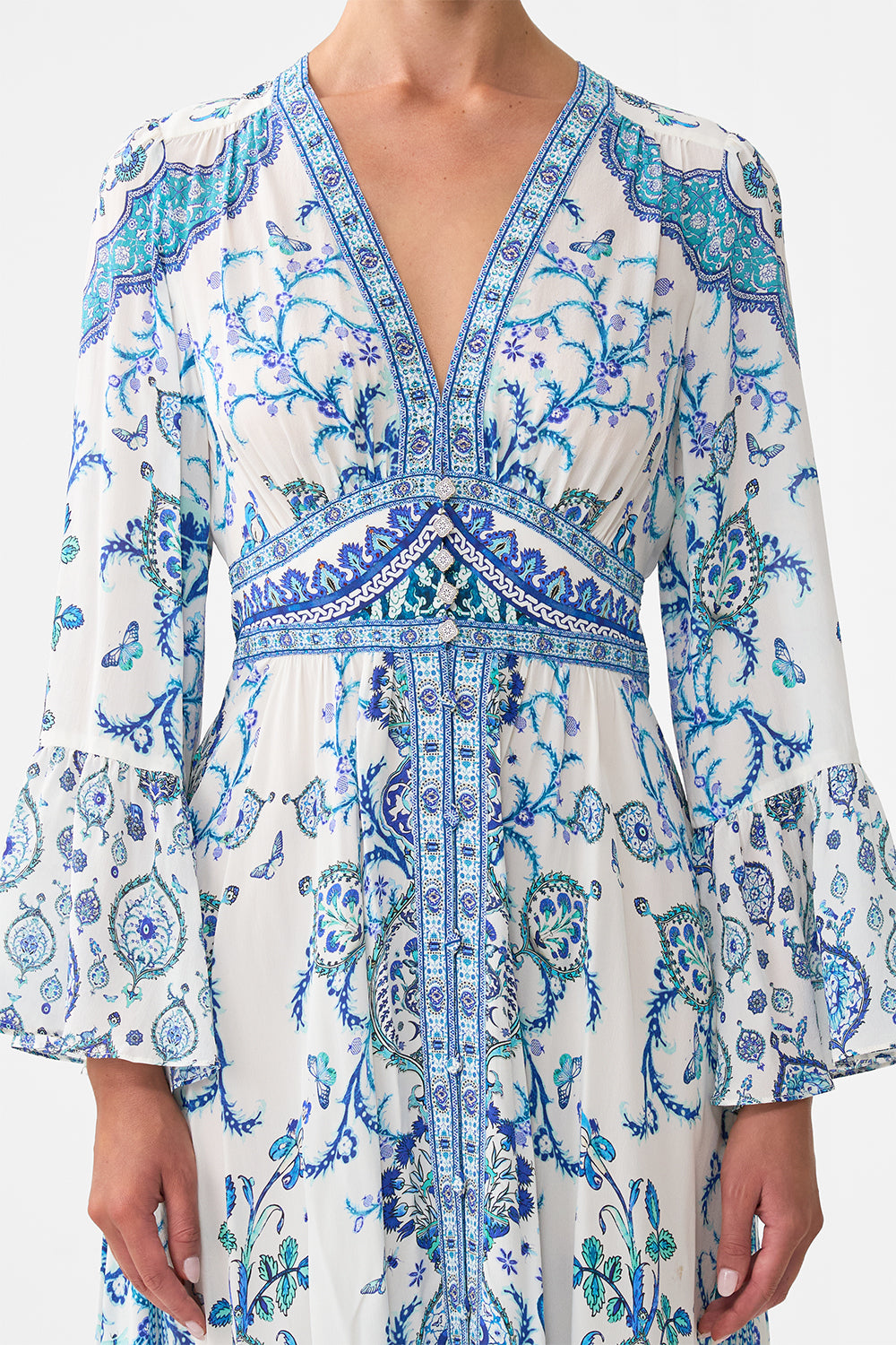 SHAPED WAISTBAND DRESS WITH RUFFLE SLEEVE ISNIK LULLABY