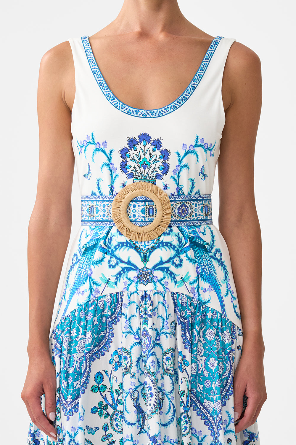 The CAMILLA JERSEY TANK DRESS WITH CONTRAST SKIRT ISNIK LULLABY