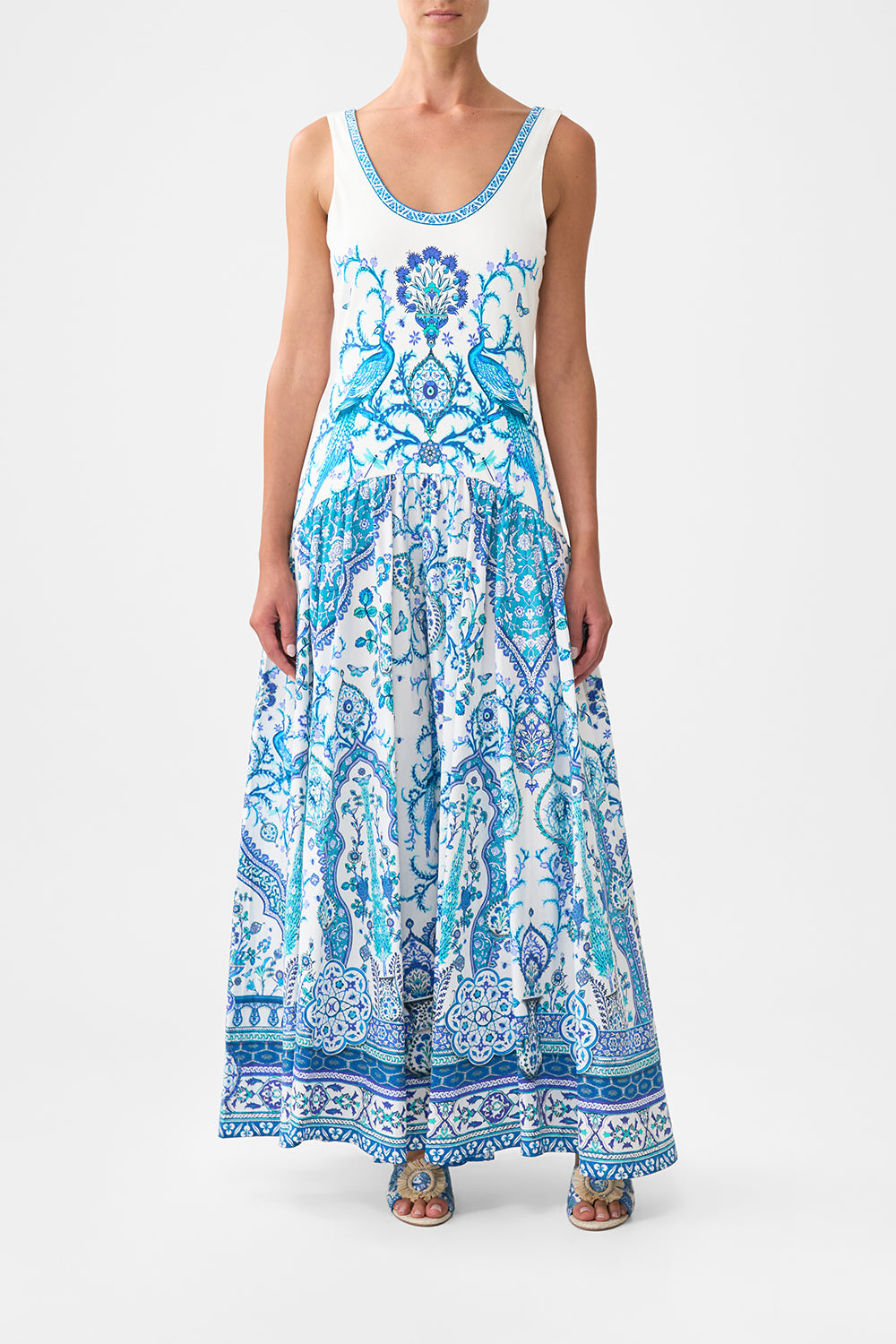 The CAMILLA JERSEY TANK DRESS WITH CONTRAST SKIRT ISNIK LULLABY