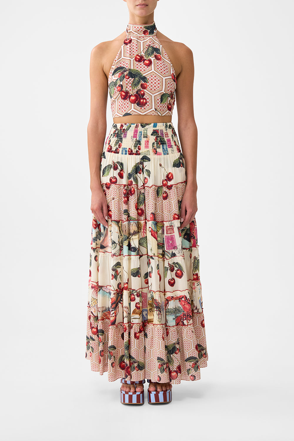 SHIRRED WAIST TIERED CIRCLE SKIRT NOTES FROM THE ROAD