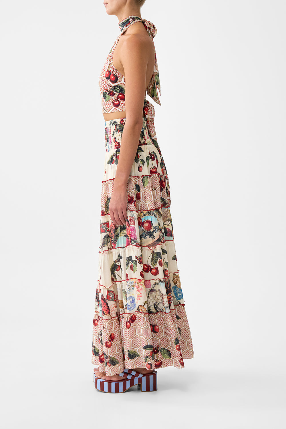 SHIRRED WAIST TIERED CIRCLE SKIRT NOTES FROM THE ROAD