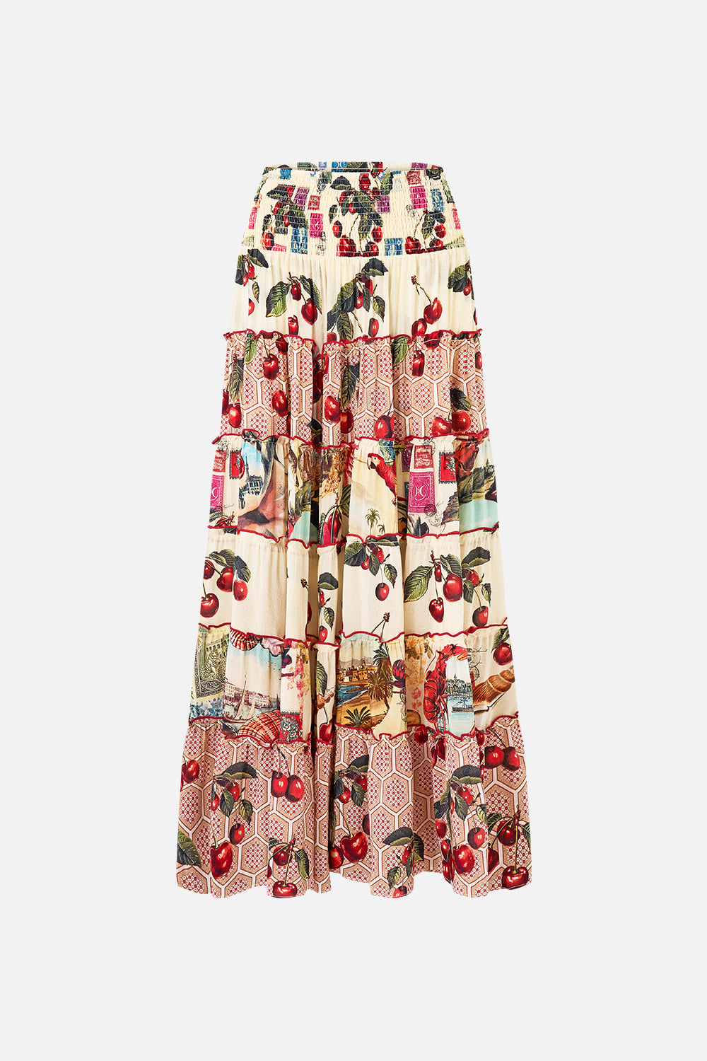 SHIRRED WAIST TIERED CIRCLE SKIRT NOTES FROM THE ROAD