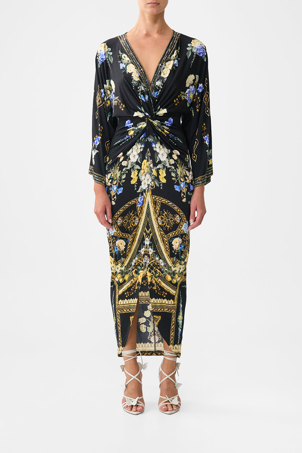 LONG SPLIT FRONT TWIST DRESS OTTOMAN ELEGANCE