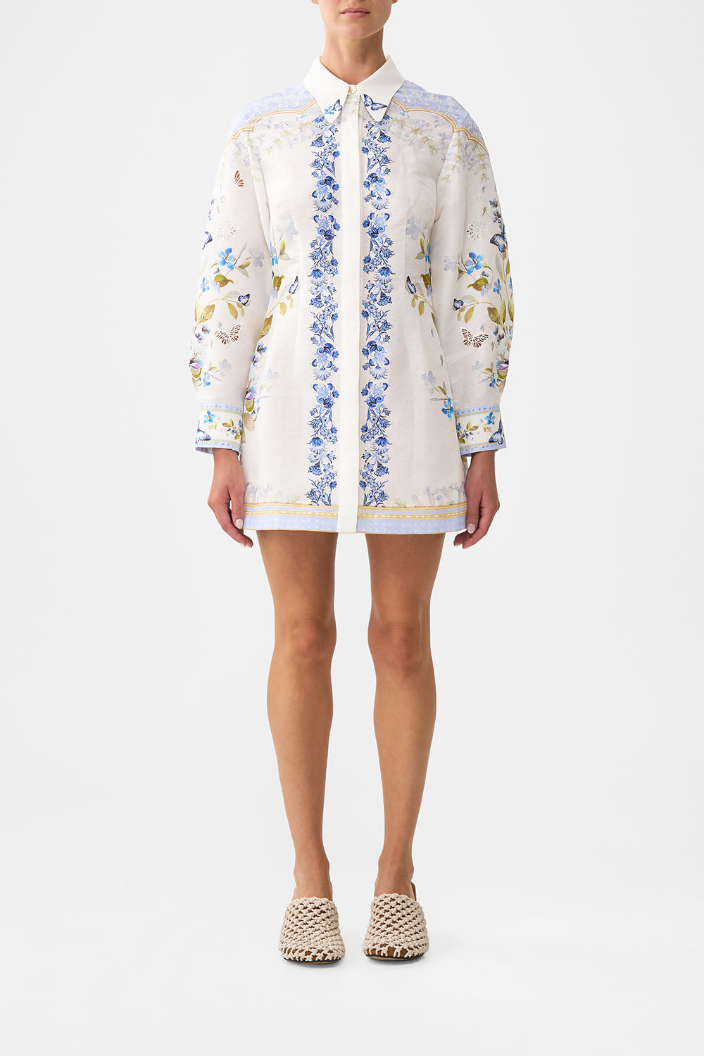 SHIRT DRESS WITH A LINE SKIRT BOTANICAL BALLADS