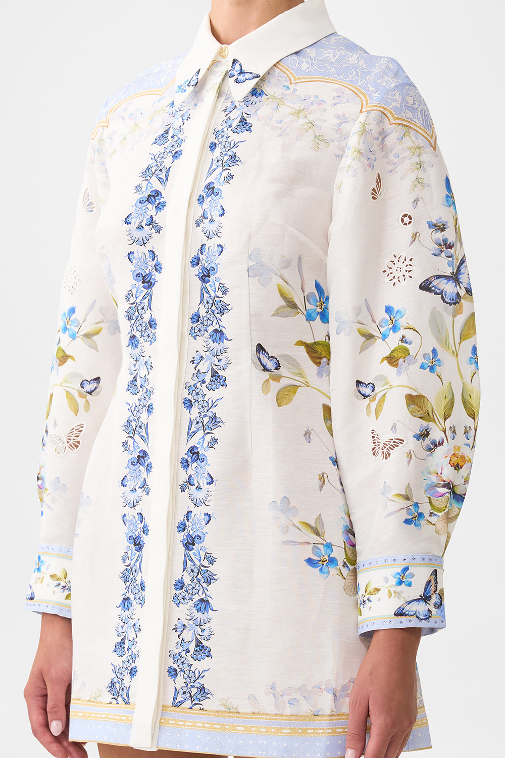 SHIRT DRESS WITH A LINE SKIRT BOTANICAL BALLADS