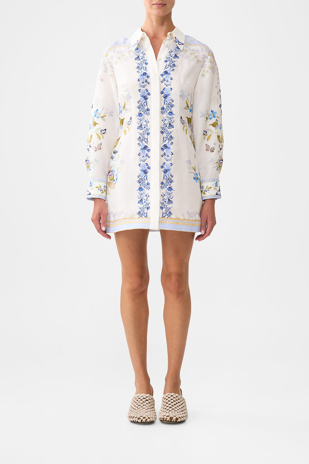 SHIRT DRESS WITH A LINE SKIRT BOTANICAL BALLADS