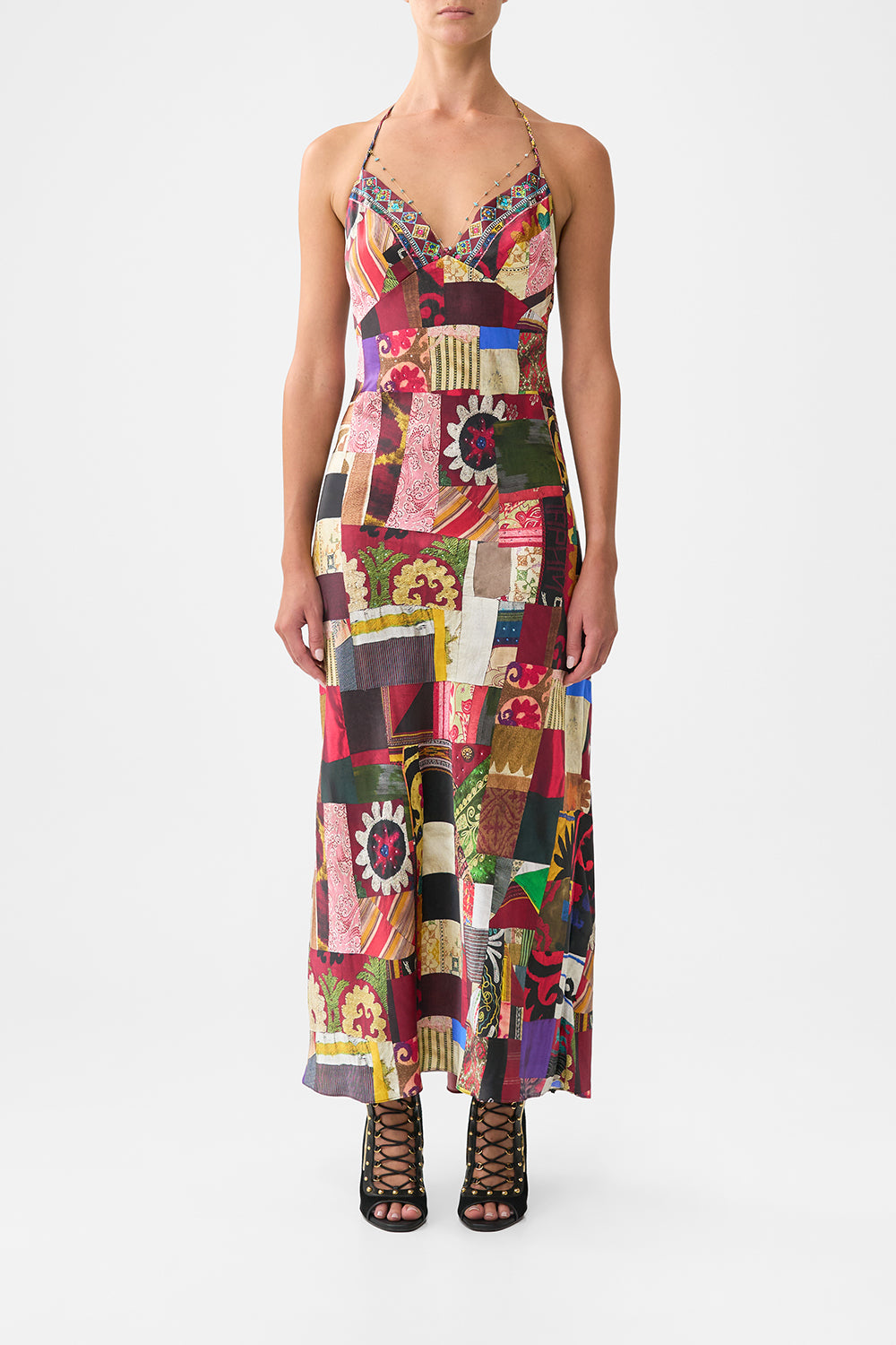 CHAIN DETAIL SLIP DRESS PATCHWORK ALCHEMY
