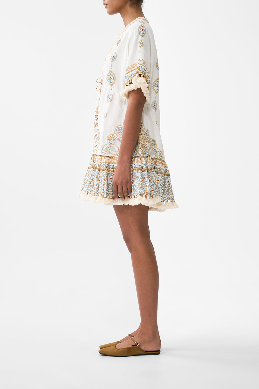 SHORT V NECK EMBROIDERED DRESS OTTOMAN DYNASTY