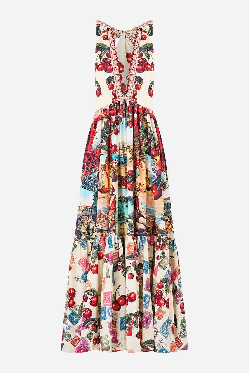 Notes From The Road Ruffle Hem Halter Dress | CAMILLA AU – CAMILLA