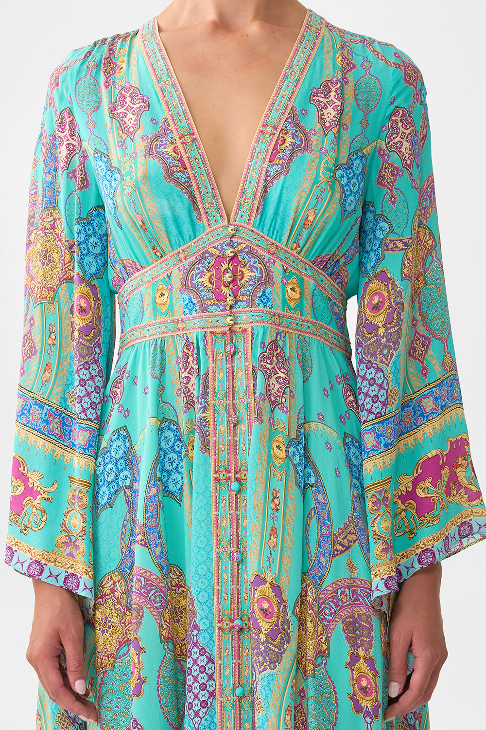 The Concubines Corridor Kimono Sleeve Dress With Shirring