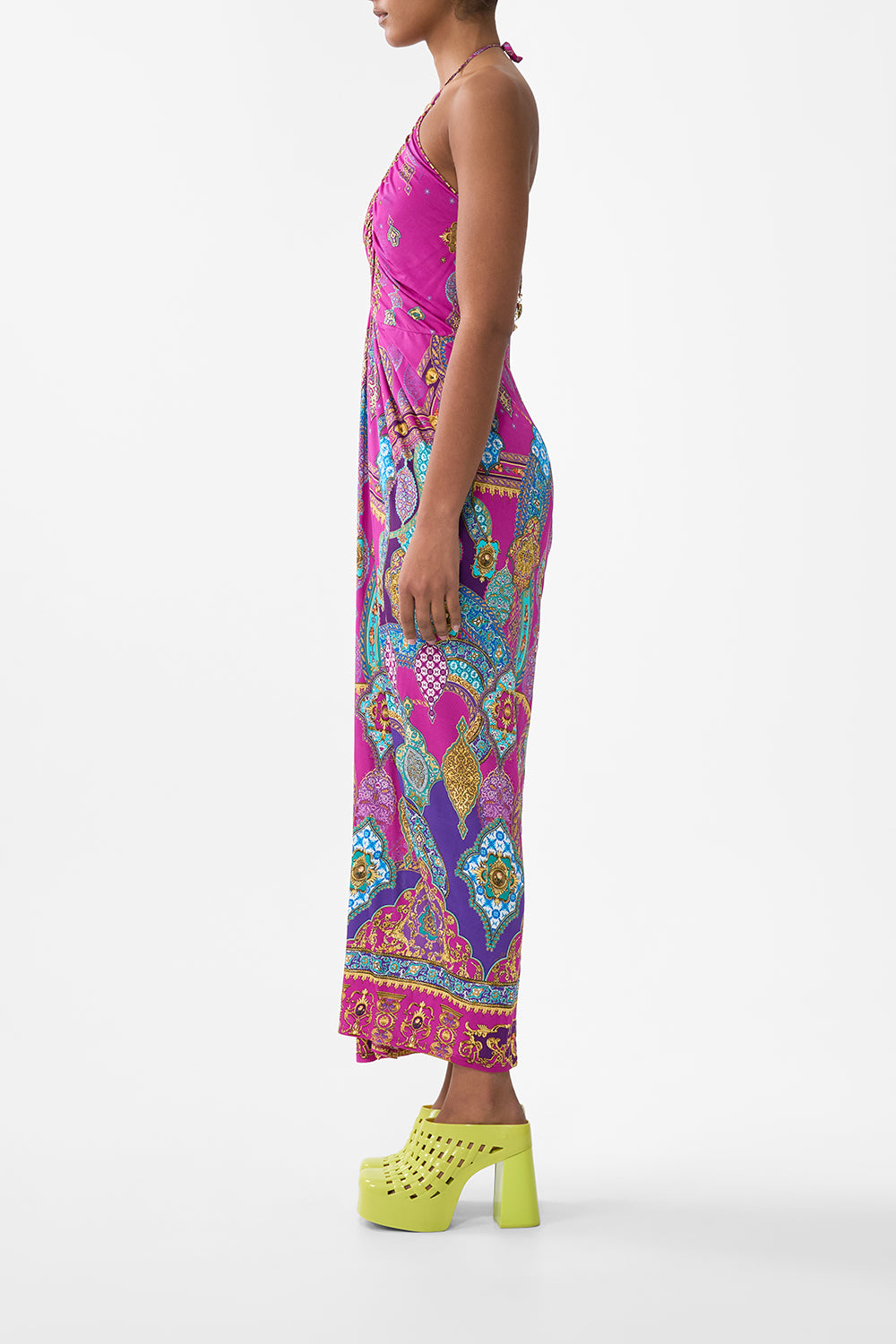 V NECK GATHERED JERSEY DRESS CONCUBINES, SULTANS & COURTIERS
