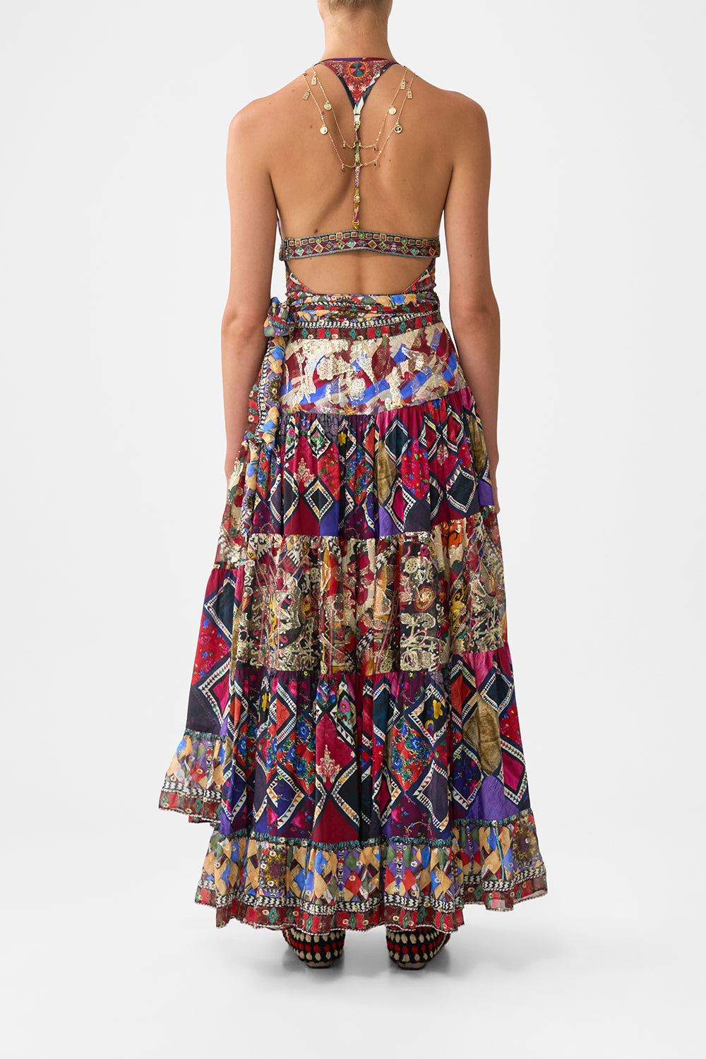 WRAP SKIRT WITH GATHERED PANELS PATCHWORK ALCHEMY