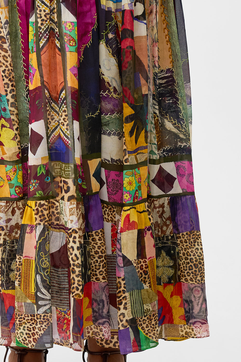 BEAD STRAP GATHERED PANEL DRESS EMBROIDERED EVER AFTER