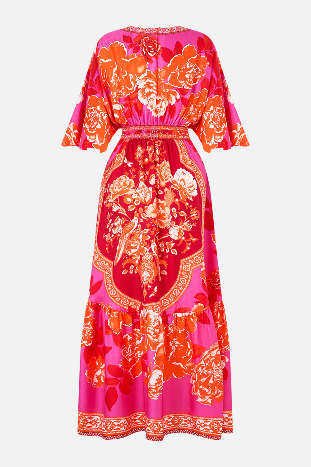 WAISTED DRESS WITH HEM RUFFLE TILES OF TÜRKIYE